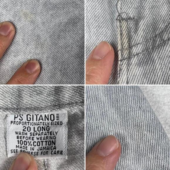 Vtg Light Grey Jeans Size 30" High Rise Mom Tapered Cotton PS Gitano Retro 90s - Picture 5 of 5